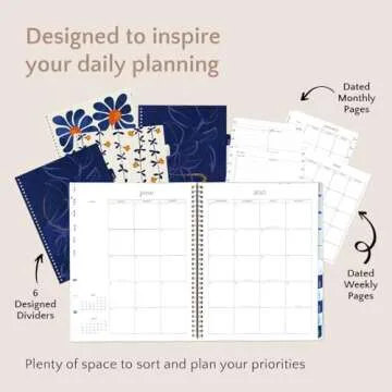 Organized by Happy Planner Dated 12-Month Planner, Jan.–Dec. 2025 Daily, Weekly, and Monthly Planner, Big Size, Dashboard Layout, Hues of Blues, 72 Pages, 12 Dividers, 2 Sticker Sheets, 9" x 11"