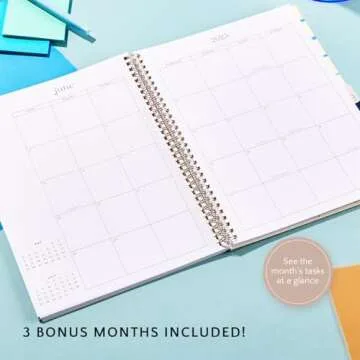 Organized by Happy Planner Dated 12-Month Planner, Jan.–Dec. 2025 Daily, Weekly, and Monthly Planner, Big Size, Dashboard Layout, Hues of Blues, 72 Pages, 12 Dividers, 2 Sticker Sheets, 9" x 11"