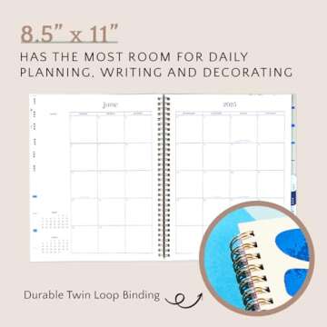 Organized by Happy Planner Dated 12-Month Planner, Jan.–Dec. 2025 Daily, Weekly, and Monthly Planner, Big Size, Dashboard Layout, Hues of Blues, 72 Pages, 12 Dividers, 2 Sticker Sheets, 9" x 11"