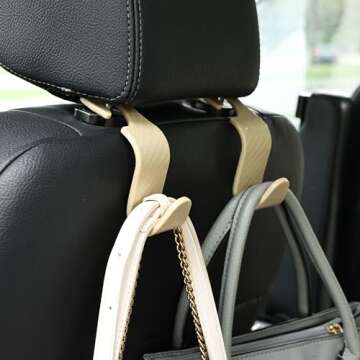 Amooca Car Seat Headrest Hook 4 Pack Hanger Universal Vehicle Car Storage Organizer for Handbag Purs...