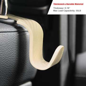 Amooca Car Seat Headrest Hook 4 Pack Hanger Universal Vehicle Car Storage Organizer for Handbag Purse Coat S Type Checkered Beige