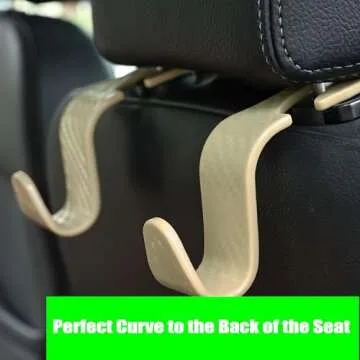 Amooca Car Seat Headrest Hook 4 Pack Hanger Universal Vehicle Car Storage Organizer for Handbag Purse Coat S Type Checkered Beige