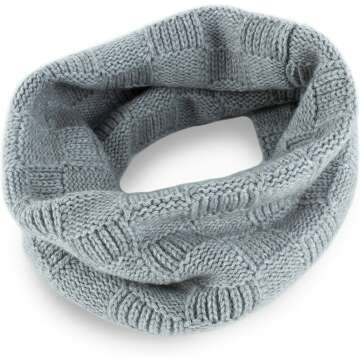 Love Cashmere Checked 100% Cashmere Snood - Light Gray