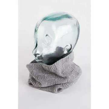Love Cashmere Checked 100% Cashmere Snood - Light Gray