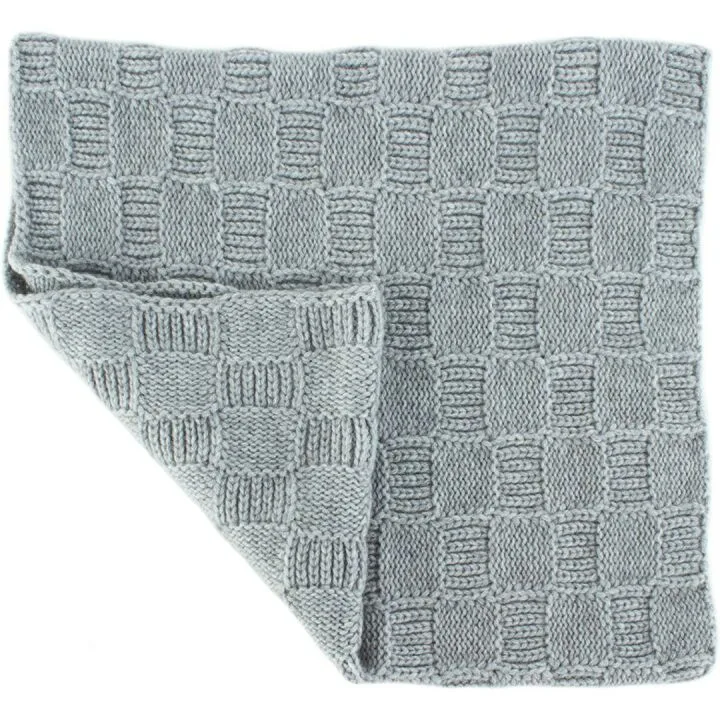 Love Cashmere Checked 100% Cashmere Snood - Light Gray