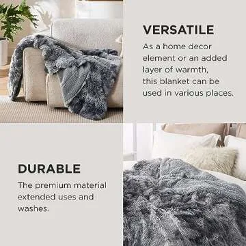 Bedsure Fuzzy Sherpa Faux Fur Twin Blanket Tie Dye Grey Cozy Gifts for Women Men, Soft Fleece Plush Warm Minky Thick Blanket Twin Size for Bed, Room Decor Dorm Essentials Grey Decor Gifts, 60x80