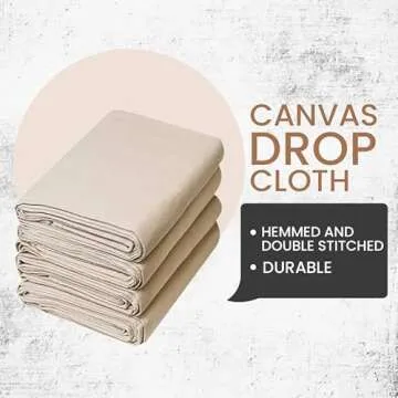 Canvas Painters Drop Cloth (Size 9 x 12 Feet - Pack of 1) - Pure Cotton Paint Drop Cloth for Painting, Curtains, Furniture & Floor Protection - All Purpose Thick Canvas tarp with Double Stitched Edges