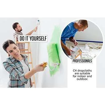 Canvas Painters Drop Cloth (Size 9 x 12 Feet - Pack of 1) - Pure Cotton Paint Drop Cloth for Painting, Curtains, Furniture & Floor Protection - All Purpose Thick Canvas tarp with Double Stitched Edges