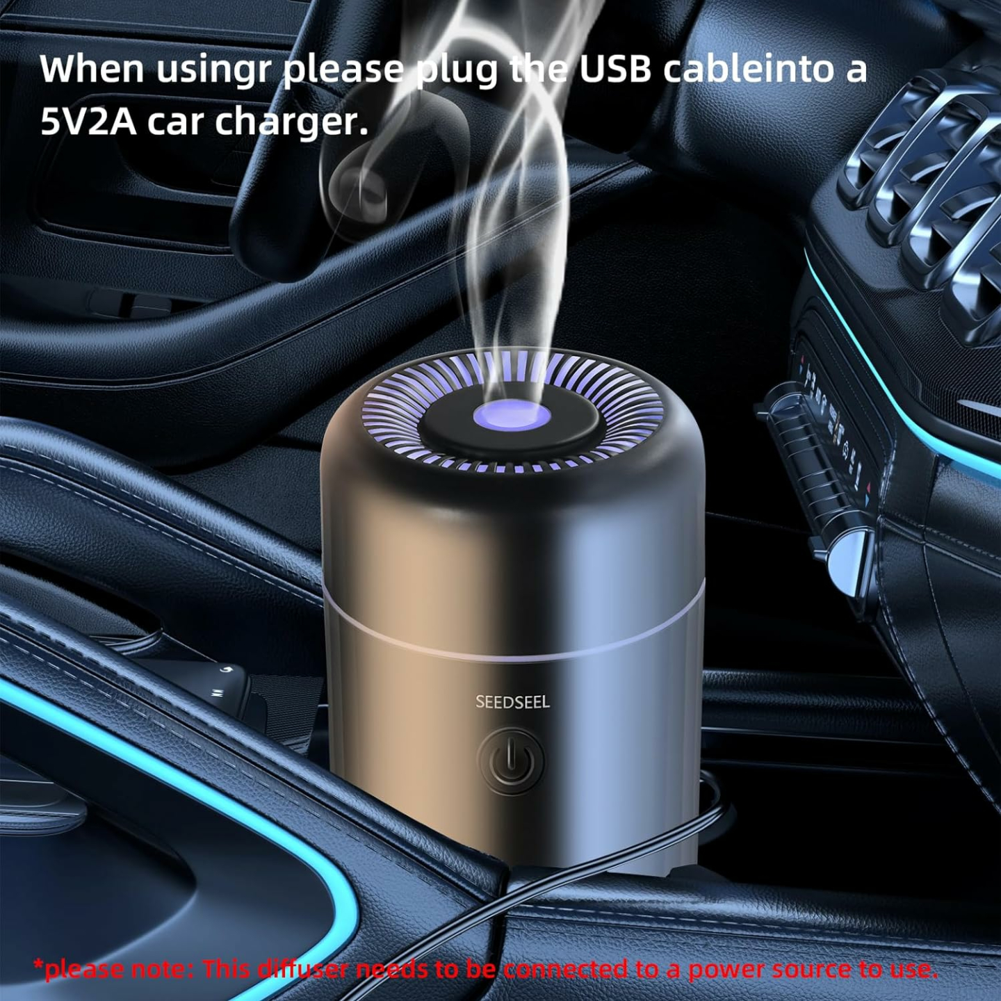 Mini USB Car Aromatherapy Diffuser with LED