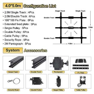 DATOUBOSS 158" x197" Studio Ceiling Rail System Pantograph Photography 4.0Mx5.0M Studio Rail Lightin...