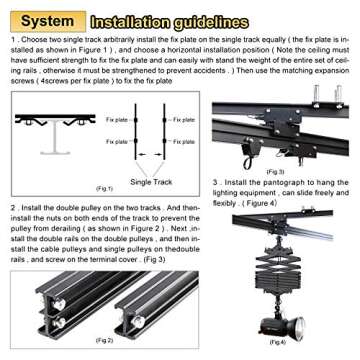 DATOUBOSS 158" x197" Studio Ceiling Rail System Pantograph Photography 4.0Mx5.0M Studio Rail Lighting System Pantograph Studio Arm 43-200CM Studio Ceiling Rail System Photography
