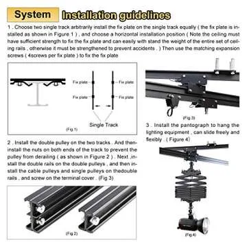 DATOUBOSS 158" x197" Studio Ceiling Rail System Pantograph Photography 4.0Mx5.0M Studio Rail Lighting System Pantograph Studio Arm 43-200CM Studio Ceiling Rail System Photography