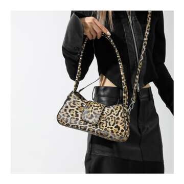 OANEXX Leopard Print Purses and Handbags Cheetah Print Hobo Shoulder Bag Y2k Leopard Crescent Tote B...