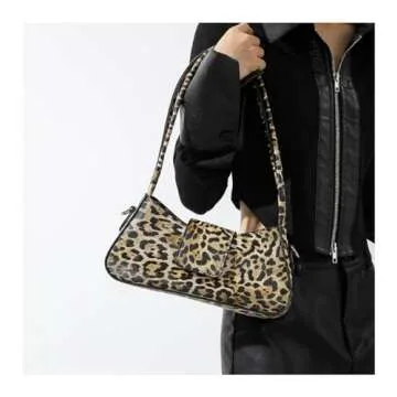 OANEXX Leopard Print Purses and Handbags Cheetah Print Hobo Shoulder Bag Y2k Leopard Crescent Tote Bag Cheetah Clutch Purse (Khaki)