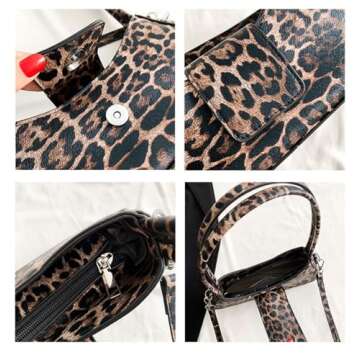 OANEXX Leopard Print Purses and Handbags Cheetah Print Hobo Shoulder Bag Y2k Leopard Crescent Tote Bag Cheetah Clutch Purse (Khaki)