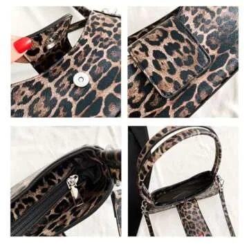 OANEXX Leopard Print Purses and Handbags Cheetah Print Hobo Shoulder Bag Y2k Leopard Crescent Tote Bag Cheetah Clutch Purse (Khaki)