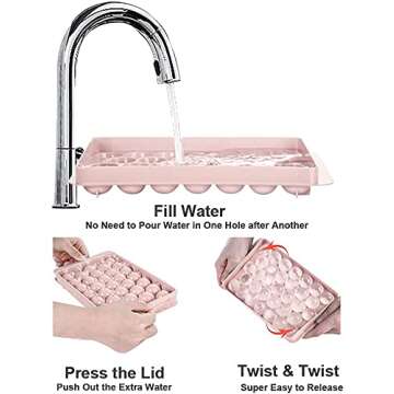 WIBIMEN Mini Ice Cube Trays, Small Tiny Round Crushed Nugget Ice Trays for Freezer, Ice Cube Trays for Freezer Chilling Drinks Coffee Juice(3 Pack/0.55In - Yellow)