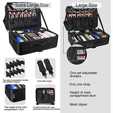 MONSITNA Extra Large Makeup Case 17 Inch Super Large Capacity Travel Makeup Train Case Professional ...