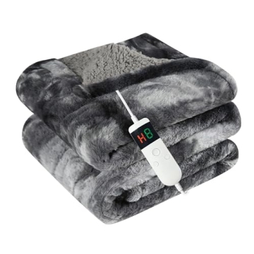 Heated Blanket Electric Throw, Heating Blanket Soft Sherpa Flannel Throw, Heat Blankets for Home & O...