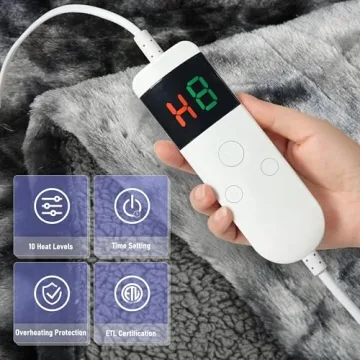 Soft Sherpa Heated Blanket with 10 Heat Levels and Safety Features