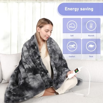 Soft Sherpa Heated Blanket with 10 Heat Levels and Safety Features
