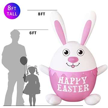 OuToorDoor Easter Inflatables Outdoor Decorations - 8 FT Easter Inflatable Bunny Easter Yard Decorations Easter Blow up Yard Decorations Built-in Flashing LED Light,Party,Yard,Garden