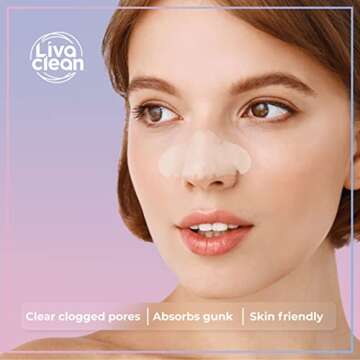 LivaClean 48 CT 24 Hydrocolloid Nose Strips & 24 Pimple Patches, Overnight Zits Pore Strip, Hydrocolloid Patches for Oil Face, Large Nose Pimple Patch