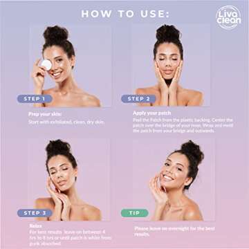 LivaClean 48 CT 24 Hydrocolloid Nose Strips & 24 Pimple Patches, Overnight Zits Pore Strip, Hydrocolloid Patches for Oil Face, Large Nose Pimple Patch