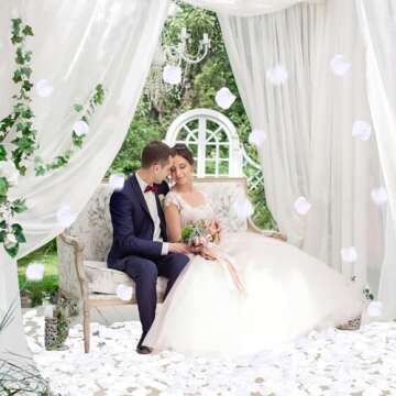 BESKIT 3000 PCS White Artificial Silk Rose Petals for Romantic Night, Wedding, Party, Anniversary Flower Decorations