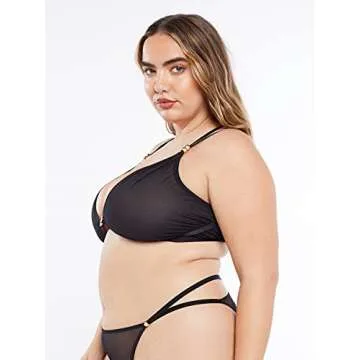 Savage X Fenty, Women's, Gathered Mesh Strappy Bralette, Caviar, XS