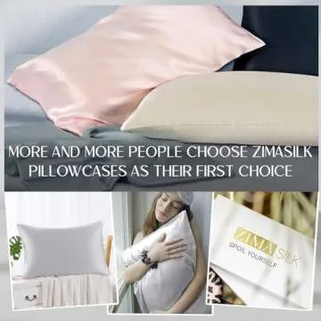 ZIMASILK 100% Pure Mulberry Silk Pillowcase for Hair and Skin Health,Soft and Smooth,Both Sides Premium Grade 6A Silk,600 Thread Count,with Hidden Zipper,1pc(Standard 20''x26'',Light Grey)