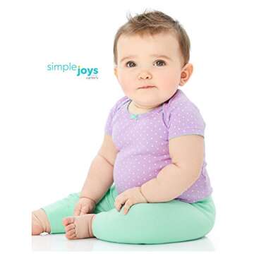 Simple Joys by Carter's Baby Girls' 4-Pack Pant, Mint Green/Pink/Grey, 0-3 Months