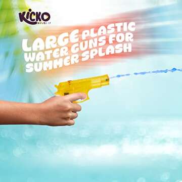 Kicko 6 Pieces Squirt Water Gun - 6 Inches Plastic Assorted Colors - Classic Action and Fun Toy, Pool, Prize, Party Favor