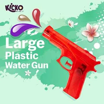 Kicko 6 Pieces Squirt Water Gun - 6 Inches Plastic Assorted Colors - Classic Action and Fun Toy, Pool, Prize, Party Favor