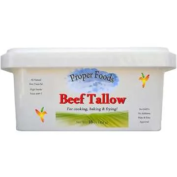 Proper Foods 100% Grass-Fed Beef Tallow - Pasture Raised - For Cooking, Baking & Frying - 16 oz