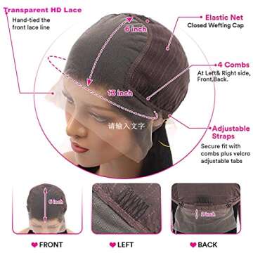 Aorbige Body Wave Style Highlight Ombre Lace Frontal Wig Human Hair Wigs #4/27 Brown with Honey Blonde Color for Black Women Pre Plucked Hairline 150% Density (20inch, 13x6 Lace Front Wig)