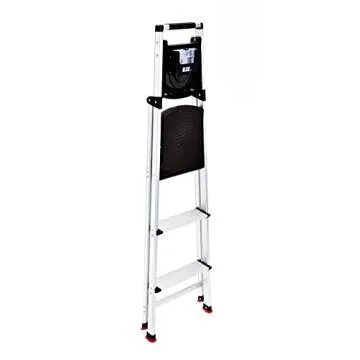 Rubbermaid 3-Step Ladder, Aluminum Lightweight Folding Step Stool with Project Tray, Silver, Tested to US Safety Standards, No Assembly Required