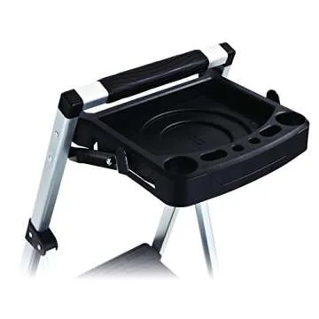 Rubbermaid 3-Step Ladder, Aluminum Lightweight Folding Step Stool with Project Tray, Silver, Tested to US Safety Standards, No Assembly Required