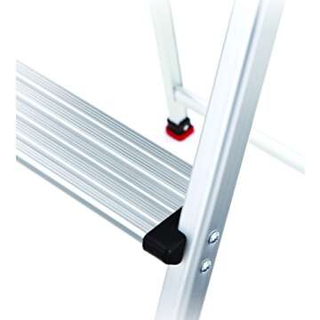 Rubbermaid 3-Step Ladder, Aluminum Lightweight Folding Step Stool with Project Tray, Silver, Tested to US Safety Standards, No Assembly Required