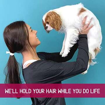 Kenz Laurenz Hair Ties 20 Elastics Ponytail Holder Set No Crease Ribbon Bands (Grey)