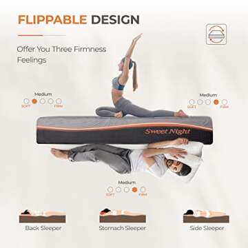 Sweetnight Queen Mattress, 10 inch Gel Memory Foam Mattress with Three Firmness Levels from Soft to ...