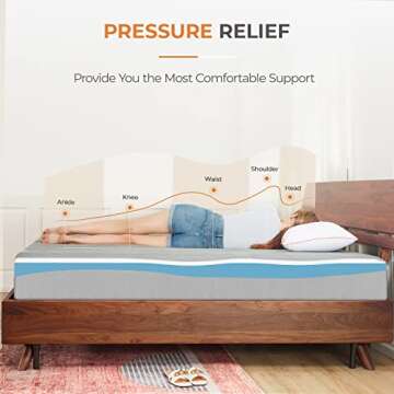 Sweetnight Queen Mattress, 10 inch Gel Memory Foam Mattress with Three Firmness Levels from Soft to Firm, Gel Infused for Comfy Sleep and Spinal Support, Flippable Mattress Queen in a Box, Whisper