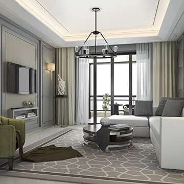 Linea di Liara Sonoro Black Chandelier Dining Room Light Fixture Small Wagon Wheel Chandelier Rustic...