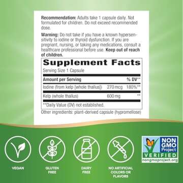 Nature's Way Kelp - Kelp Dietary Supplement - Supports Thyroid Function* - Iodine Supplement for Men...