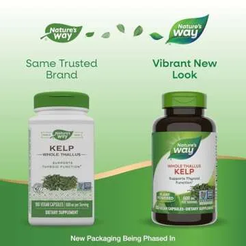 Nature's Way Kelp - Kelp Dietary Supplement - Supports Thyroid Function* - Iodine Supplement for Men & Women - Vegan & Non-GMO Project Verified - 180 Capsules