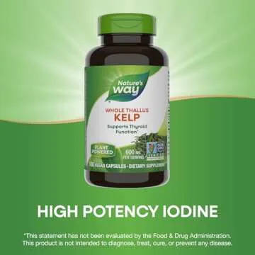 Nature's Way Kelp - Kelp Dietary Supplement - Supports Thyroid Function* - Iodine Supplement for Men & Women - Vegan & Non-GMO Project Verified - 180 Capsules