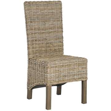 Safavieh Home Collection Pembrooke Wicker Side Chairs, Antique Grey, Set of 2