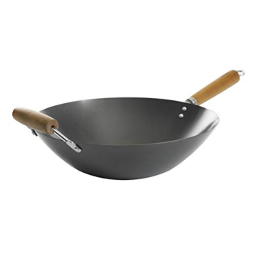 Kenmore Hammond 14-Inch Flat Bottom Carbon Steel Wok, Non-Stick Quality Cooking