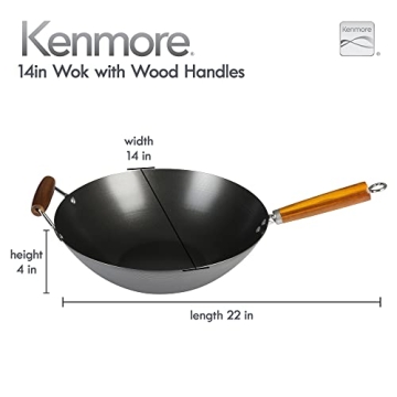 Versatile 14-Inch Kenmore Hammond Carbon Steel Wok