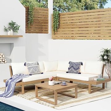 Shop Soleil Jardin Acacia Wood Outdoor Sectional Sofa Set